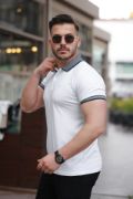 Erkek Yakalı Kagi Kumaş Kısa Kollu T-shirt resmi